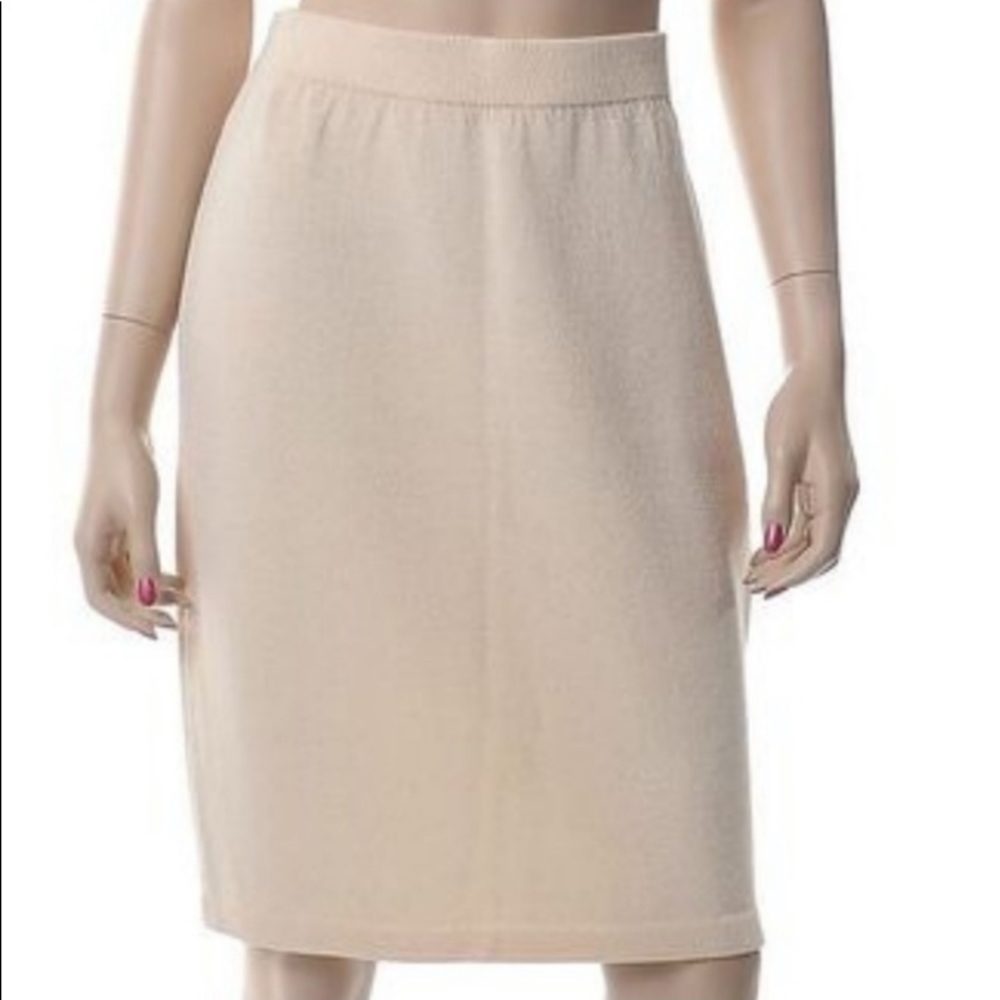 ST. JOHN BEIGE SANTANA KNIT PENCIL SKIRT SIZE 12 NEW CREAM IVORY